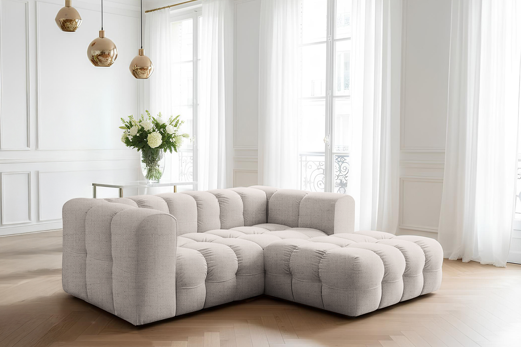 Baloo L-Form Mini Ecksofa Creme Moly 02